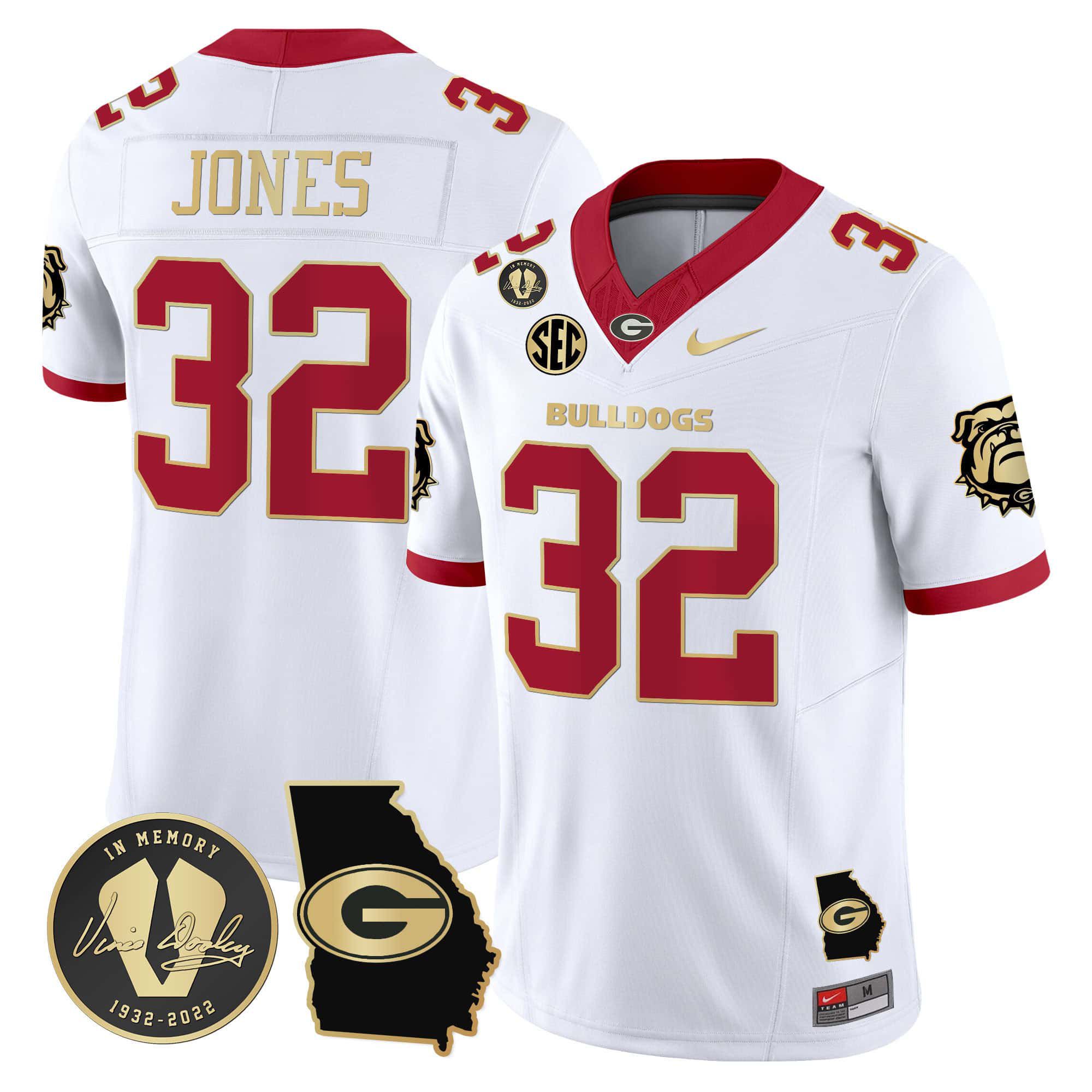Men Georgia Bulldogs #32 Jones White 2024 Nike Vapor NCAA Jersey
